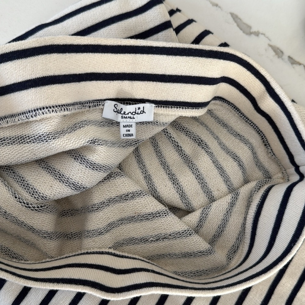 Splendid Whitney Stripe Terry Cotton Maxi Skirt Womens Small Cream and Black - Picture 9 of 11